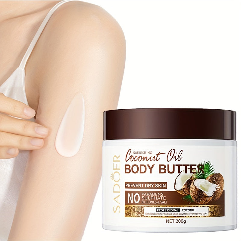 7.05oz Coconut Moisturizing Body Cream Body Butter Vitamin E Long Lasting Fragrance  Nourishing Rejuvenate  7.05oz, Suitable For Various  Types
